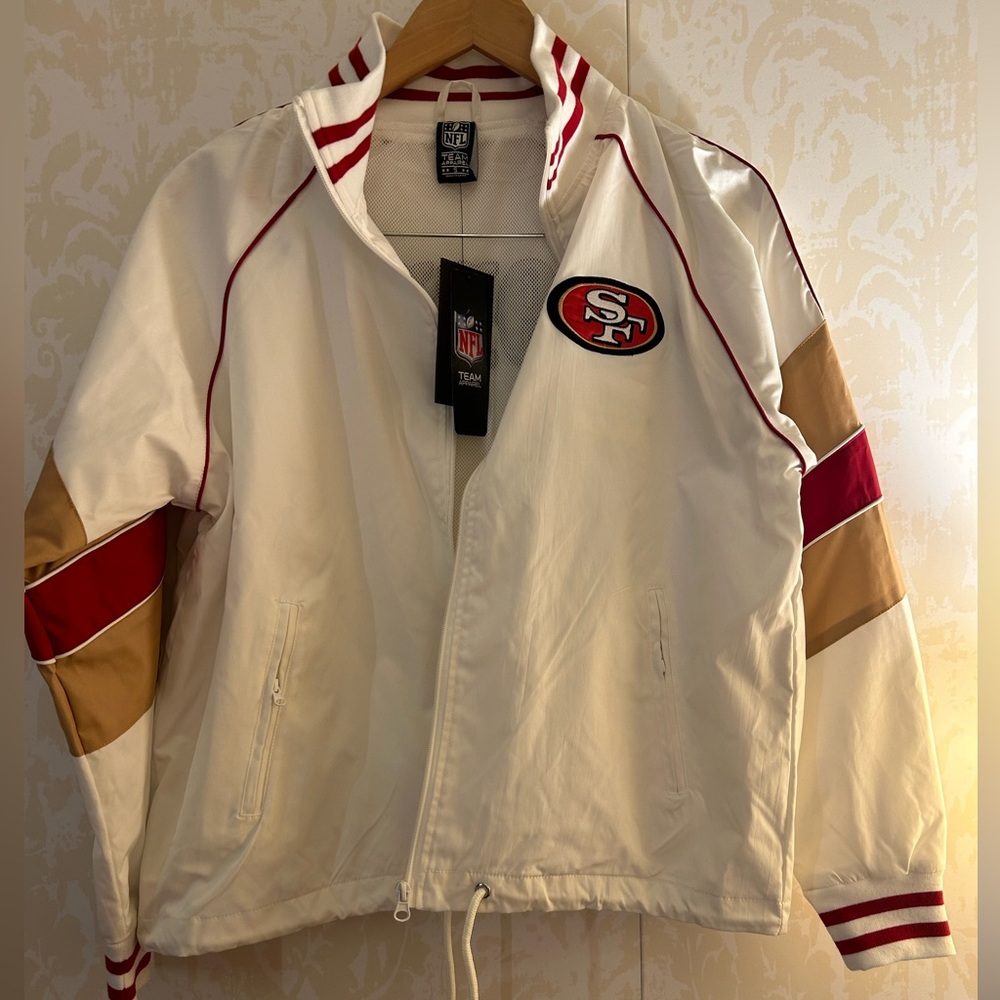 New San Francisco 49ers White Windbreaker
